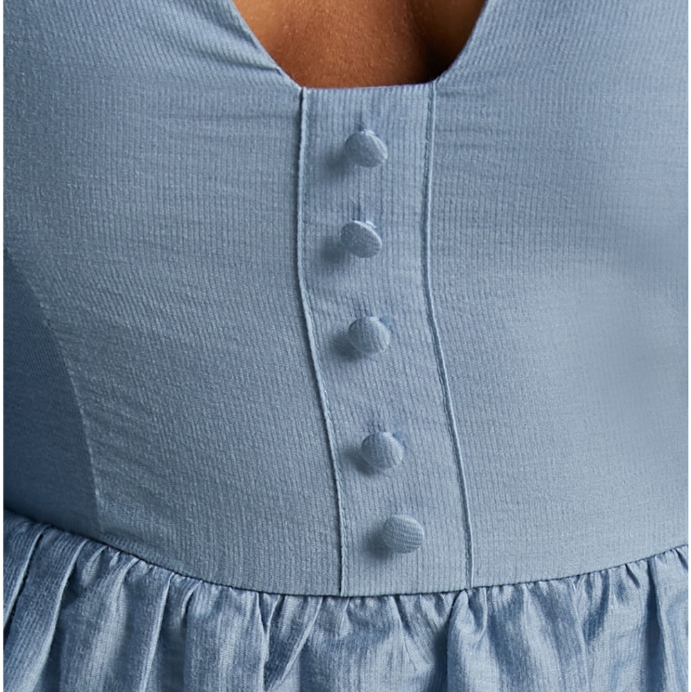 Showpo Constance Wide Sleeve Mini Party Dress Dusty Blue Size 2 - Picture 8 of 11